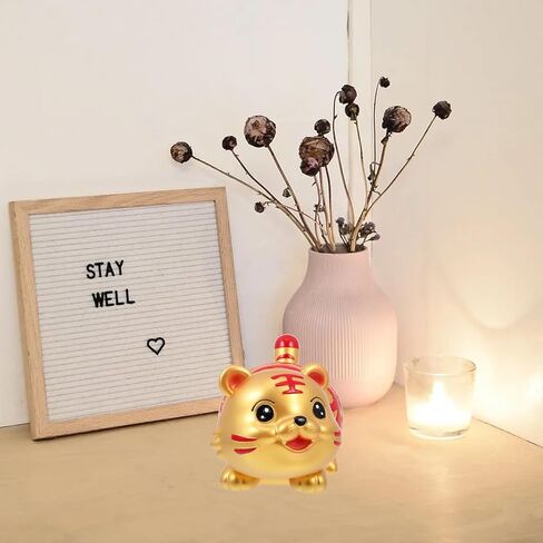 YARDWE Home Decor Kids Animal Coin Bank Coin Bank Zodiac Tiger الشكل الحيوان تمثال الخنزير البنك لعيد ميلاد 2022 السنة الصينية الجديدة الديكور الجدول الذهبي للأطفال بنك المال ديكور المنزل الطفل in Kuwait