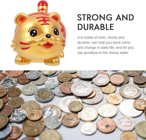YARDWE Home Decor Kids Animal Coin Bank Coin Bank Zodiac Tiger الشكل الحيوان تمثال الخنزير البنك لعيد ميلاد 2022 السنة الصينية الجديدة الديكور الجدول الذهبي للأطفال بنك المال ديكور المنزل الطفل in Kuwait