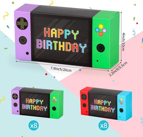 Adecortalk Video Game Party Favor Boxes-16 PCS Gamer On Theme Gifts Boxes for Boys Kid Birthday Decorations Video Game Controller Shape Goodie Candy Bags Gamer Party Supplies in Saudi Arabia