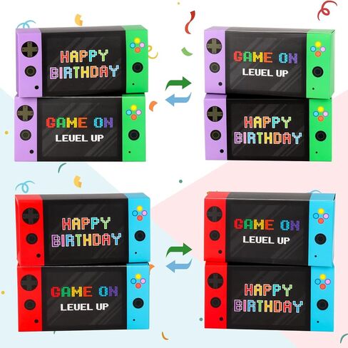 Adecortalk Video Game Party Favor Boxes-16 PCS Gamer On Theme Gifts Boxes for Boys Kid Birthday Decorations Video Game Controller Shape Goodie Candy Bags Gamer Party Supplies in Saudi Arabia