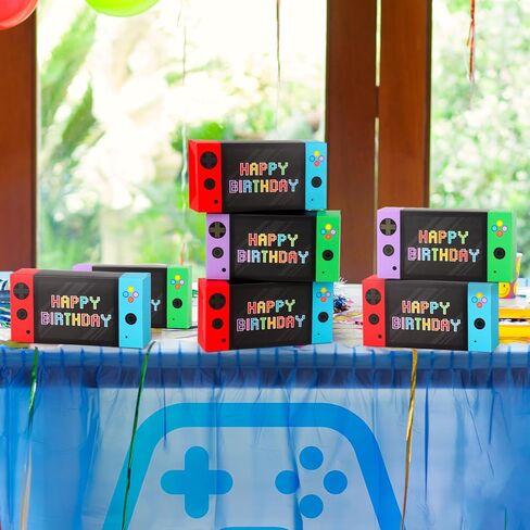 Adecortalk Video Game Party Favor Boxes-16 PCS Gamer On Theme Gifts Boxes for Boys Kid Birthday Decorations Video Game Controller Shape Goodie Candy Bags Gamer Party Supplies in Saudi Arabia