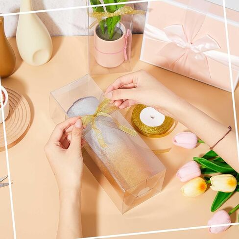 50 Pcs Mug Gift Boxes Clear Tumblers Packaging Box with Ribbon for Sublimation Tumblers Compatible with Stanley 11oz 12oz 15oz 20oz 30oz 40oz(3.3 x 3.3 x 9.8 Inch) in Saudi Arabia