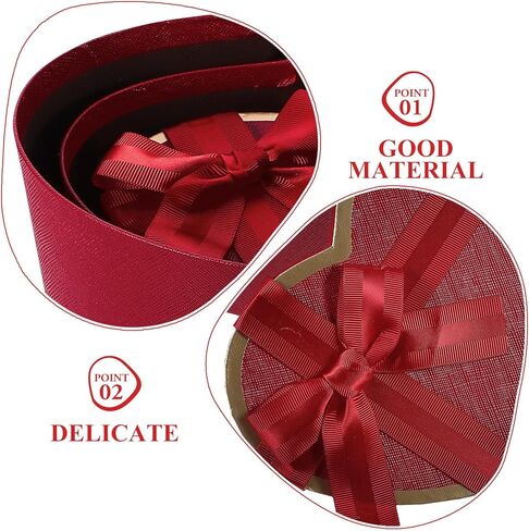 MAGICLULU Red Heart Shaped Boxes with Lids, Set of 3 Nesting Heart Present Boxes with Bow Ribbon for Proposal Bridesmaid Birthday Valentines Day Christmas Arrangements Flowers in Saudi Arabia