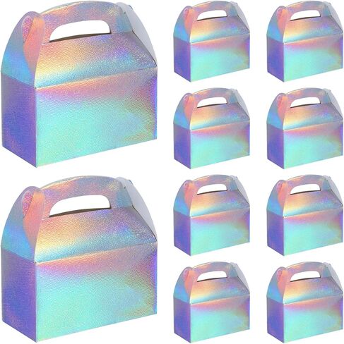 Abeillo 48 Pcs Iridescent Party Favor Boxes Holographic Gable Treat Boxes Rainbow Goodie Box for Candy Snacks Cookie, Shiny Gift Bags for Birthday Wedding Christmas in Saudi Arabia