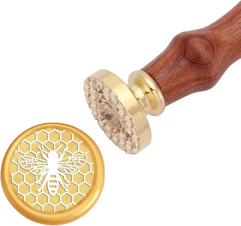 Bee Wax Seal Stamp Copper 25mm Vintage Detachable Sealing Stamp Brass and A Wood Handle Pattern Stamp Head Letter Invitation Card Wedding Gift Package Holidays in Saudi Arabia