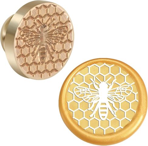 Bee Wax Seal Stamp Copper 25mm Vintage Detachable Sealing Stamp Brass and A Wood Handle Pattern Stamp Head Letter Invitation Card Wedding Gift Package Holidays in Saudi Arabia
