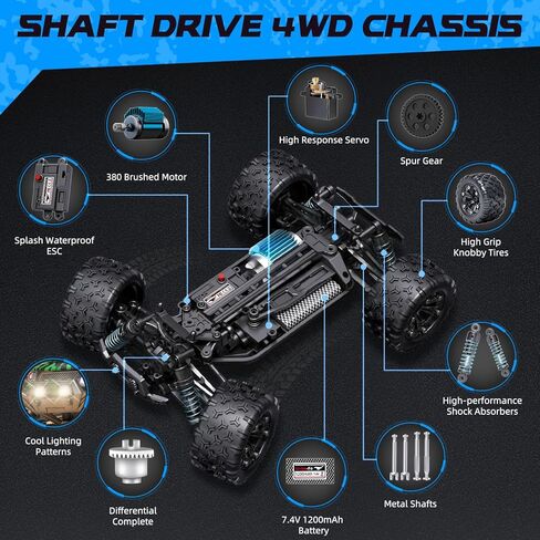 1:18 Scale All Terrain RC Cars, 40 KPH High Speed 4WD Electric Vehicle with 2.4 GHz Remote Control, 4X4 Waterproof Off-Road Truck with Two Rechargeable Batteries in Saudi Arabia