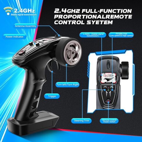 1:18 Scale All Terrain RC Cars, 40 KPH High Speed 4WD Electric Vehicle with 2.4 GHz Remote Control, 4X4 Waterproof Off-Road Truck with Two Rechargeable Batteries in Saudi Arabia