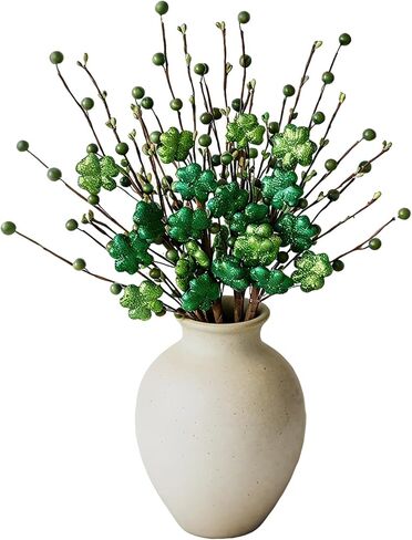 Bibelot 18 Inch ST Patrick’s Day Green Glitter Leaves Wreath, Spring Holiday Party Shamrock Clover Leaf Wreath for Front Door, Green Wreath for Inside and Outside Use in Saudi Arabia