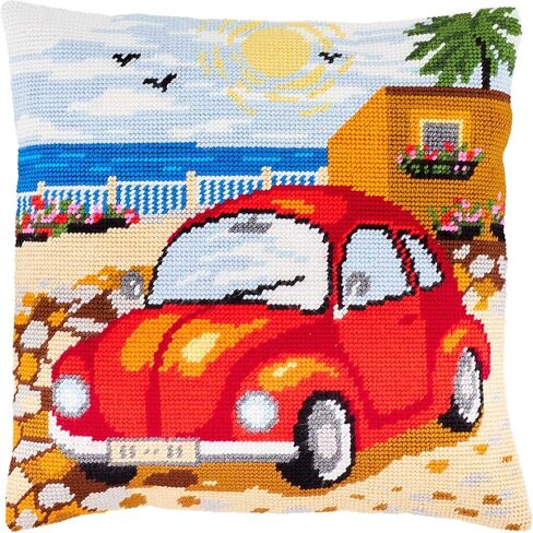 طقم التطريز الميكانيكي Brvsk للبالغين والمبتدئين - Promenade des Anglais 16″× 16″ مع تصميم مطبوع واضح ودقيق على قماش قطني؛ تتضمن إبرتين وغزل ومخطط سهل القراءة in Saudi Arabia