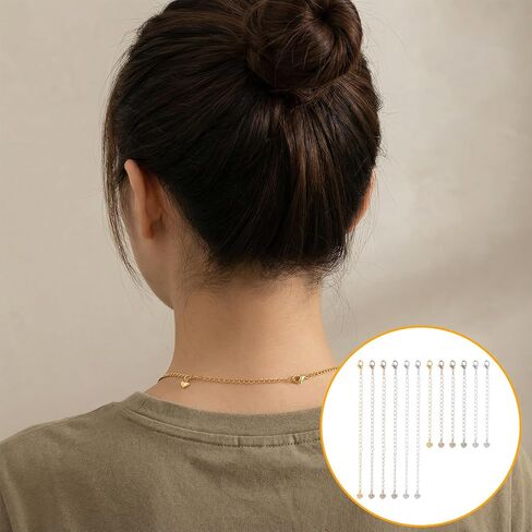 Silver & Gold Necklace Extenders for Women, 12 Pcs Heart Bracelet Chain Extenders Set Stainless Steel Chain Extender for Necklaces Bracelet Anklet Jewelry Extender, Extensions 2, 4 Inches in Saudi Arabia