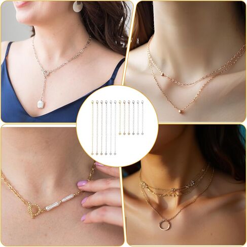 Silver & Gold Necklace Extenders for Women, 12 Pcs Heart Bracelet Chain Extenders Set Stainless Steel Chain Extender for Necklaces Bracelet Anklet Jewelry Extender, Extensions 2, 4 Inches in Saudi Arabia