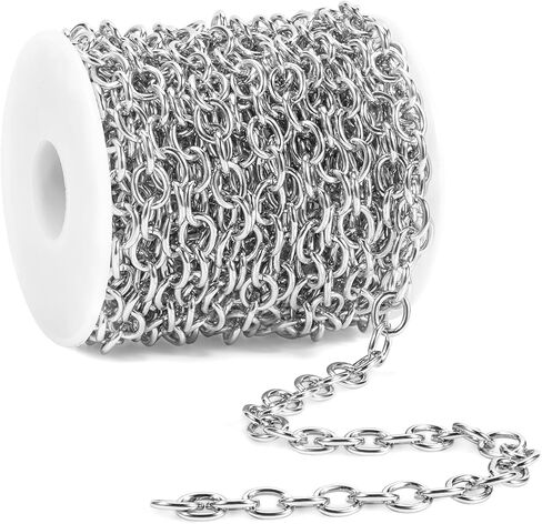 BORUINIE 33 Feet Gold Plated Rolo Chains Textured Oval Link Aluminum Chain Roll Bulk for DIY Necklace Jewelry Making in Saudi Arabia