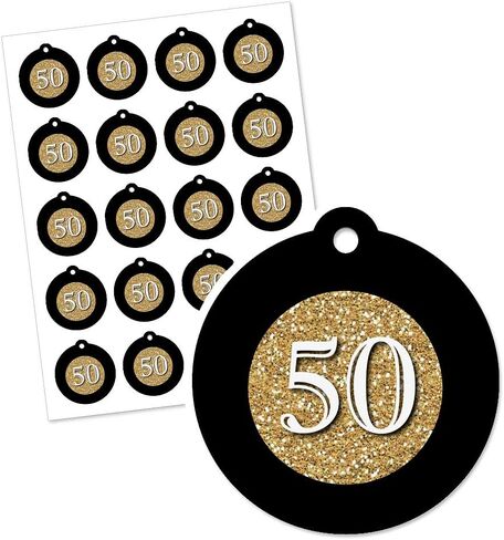 Big Dot of Happiness Adult 50th Birthday - Gold Party Favor Gift Tags (Set 20) in Saudi Arabia