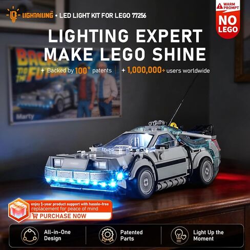 ضوء LED LIGHTAILING لآلة الزمن Lego-77256 من العودة إلى المستقبل - سهل التركيب، أسلاك مخفية، ديكور منزلي وجاهز للهدايا (النموذج غير متضمن) in Saudi Arabia