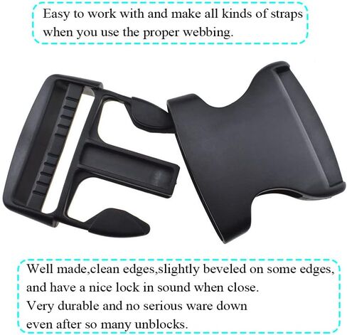 2" Width Quick Side Release Buckles Speedy Pinch Single Loop End Hold Tight Withstand Constant Motion Strong Plastic Clips Snaps 6 PCS for Nylon Webbing Strap Backpack Costume Dog Collars in Saudi Arabia