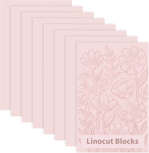 8 Pack 4"x6" Pale Pink Linoleum Blocks for Printmaking, Rubber Stamp Carving Blocks Linoleum Carving Tools for Stamp Maker Printmaking Supplies in Saudi Arabia
