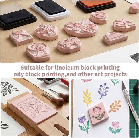 8 Pack 4"x6" Pale Pink Linoleum Blocks for Printmaking, Rubber Stamp Carving Blocks Linoleum Carving Tools for Stamp Maker Printmaking Supplies in Saudi Arabia