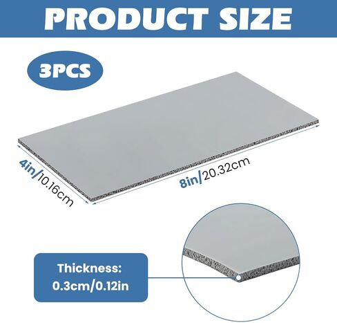 3Pcs Silicone Heat Press Cover Pad, Silicone Hot Pressing Foam Pads, 1/8" X 4" X 8" Double Sided Use Non-Slip Heat Press Mats for DIY Vinyl Hats, Sleeves & Small Items(Color:Grey) in Kuwait