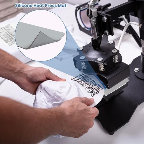 3Pcs Silicone Heat Press Cover Pad, Silicone Hot Pressing Foam Pads, 1/8" X 4" X 8" Double Sided Use Non-Slip Heat Press Mats for DIY Vinyl Hats, Sleeves & Small Items(Color:Grey) in Kuwait