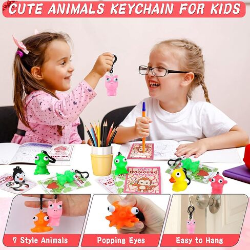 28 حزمة من بطاقات عيد الحب للأطفال في الفصل الدراسي، هدايا عيد الحب للأطفال في المدرسة مع سلسلة مفاتيح على شكل حيوانات عين البوب، مجموعة هدايا عيد الحب لفصل عيد الحب، بطاقات تبادل هدايا الحفلات in Kuwait