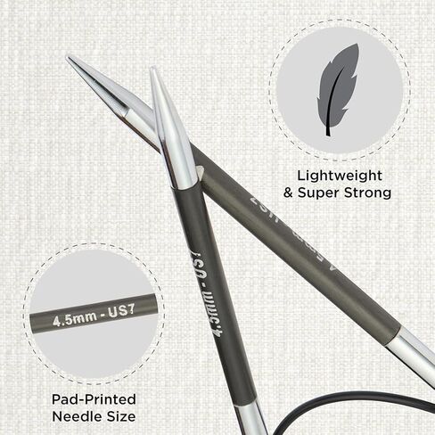 KnitPro Karbonz Fixed Circular Needle 24"(60cm) | US Size 7 (4.5mm) in Saudi Arabia