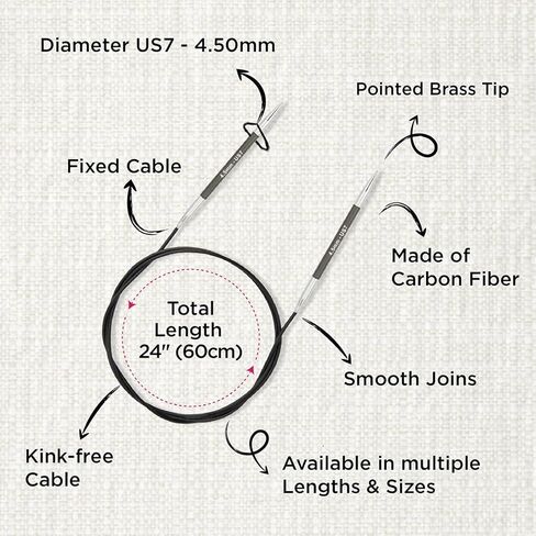 KnitPro Karbonz Fixed Circular Needle 24"(60cm) | US Size 7 (4.5mm) in Saudi Arabia