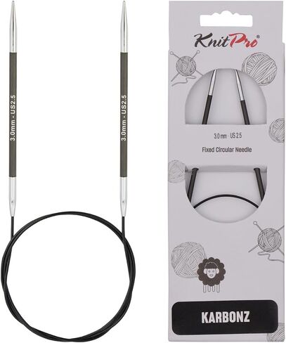 KnitPro Karbonz Fixed Circular Needle 24"(60cm) | US Size 7 (4.5mm) in Saudi Arabia