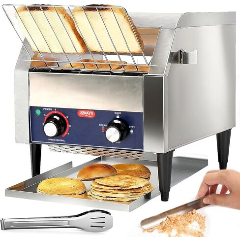 JOHAKYU Commercial Conveyor Toaster - 300 Slices/Hour, Heavy Duty Stainless Steel for Buns Bagels Bread Restaurant Use/Includes Cleaning Accessories in Saudi Arabia