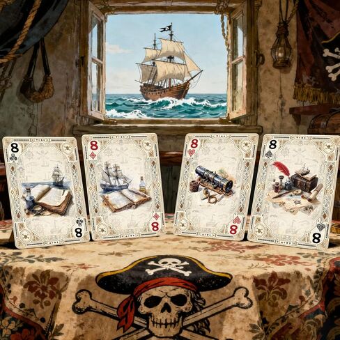 أوراق اللعب، بطاقات البوكر ذات الطراز القديم، بطاقة لعب تحتوي على 54 رسمًا توضيحيًا فريدًا، سلسلة القرصان رقم 10، تصميم بنمط مضاد للانزلاق على الوجهين، مناسبة للتجميع والهدايا. in Kuwait