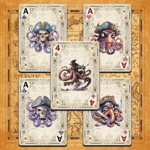 أوراق اللعب، بطاقات البوكر ذات الطراز القديم، بطاقة لعب تحتوي على 54 رسمًا توضيحيًا فريدًا، سلسلة القرصان رقم 10، تصميم بنمط مضاد للانزلاق على الوجهين، مناسبة للتجميع والهدايا. in Kuwait