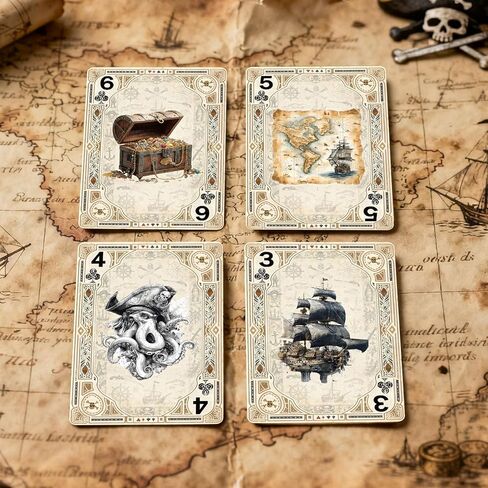 أوراق اللعب، بطاقات البوكر ذات الطراز القديم، بطاقة لعب تحتوي على 54 رسمًا توضيحيًا فريدًا، سلسلة القرصان رقم 10، تصميم بنمط مضاد للانزلاق على الوجهين، مناسبة للتجميع والهدايا. in Kuwait