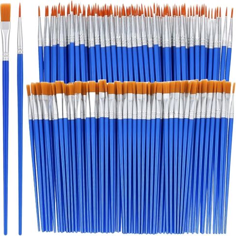 500Pcs Small Paint Brushes Bulk, Flat Tip Round Acrylic Paint Brushes, Nylon Hair Brush, Artist Paintbrushes for Classroom Acrylic Watercolor Canvas Face Painting Touch Up in Saudi Arabia