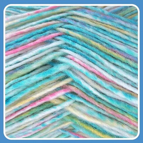 2 حزمة من خيوط الصوف المخلوط، 2x3.5oz / 285yds، #3 DK، 20% صوف 80% أكريليك، متنوع، طبقة واحدة من خيوط الصوف الناعمة من الكروشيه والحياكة للسترات والأوشحة والقبعات (حلم الجرس الأزرق) in Kuwait