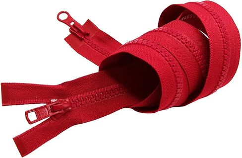 #5 Molded Vislon Hot Red YKK Jacket 2-Way Separating Zipper - Choose Your Length - Color: Hot Red #519 - Made in The United States (1 Zipper Per Pack) (24" Inches) in Saudi Arabia