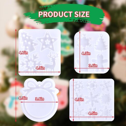 4 قطع من قوالب راتنج السيليكون، 19 تجاويف كبيرة من قوالب الإيبوكسي للحرف اليدوية والمجوهرات وسلسلة المفاتيح، قوالب سيليكون قابلة لإعادة الاستخدام لزينة العطلات وعيد الهالوين وعيد الميلاد وصناعة الهدايا المنزلية اليومية in Kuwait