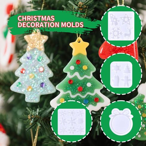 4 قطع من قوالب راتنج السيليكون، 19 تجاويف كبيرة من قوالب الإيبوكسي للحرف اليدوية والمجوهرات وسلسلة المفاتيح، قوالب سيليكون قابلة لإعادة الاستخدام لزينة العطلات وعيد الهالوين وعيد الميلاد وصناعة الهدايا المنزلية اليومية in Kuwait