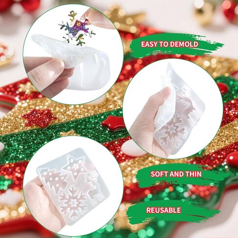 4 قطع من قوالب راتنج السيليكون، 19 تجاويف كبيرة من قوالب الإيبوكسي للحرف اليدوية والمجوهرات وسلسلة المفاتيح، قوالب سيليكون قابلة لإعادة الاستخدام لزينة العطلات وعيد الهالوين وعيد الميلاد وصناعة الهدايا المنزلية اليومية in Kuwait