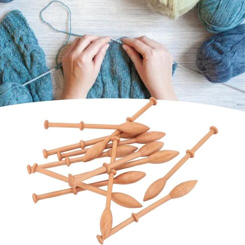 ZIZEV 12 Pcs Wooden Lace Bobbin Lacework Lumber Scarves Hardwood Timber Mallet Sweaters for Knitting Bobbins, Lace Bobbin Hardwood Practical DIY Beech Lace Bobbin Sewing Lace Robbin Weaving Tools in Saudi Arabia