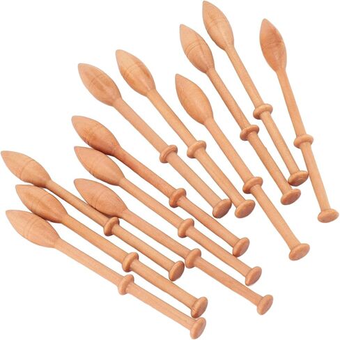 ZIZEV 12 Pcs Wooden Lace Bobbin Lacework Lumber Scarves Hardwood Timber Mallet Sweaters for Knitting Bobbins, Lace Bobbin Hardwood Practical DIY Beech Lace Bobbin Sewing Lace Robbin Weaving Tools in Saudi Arabia