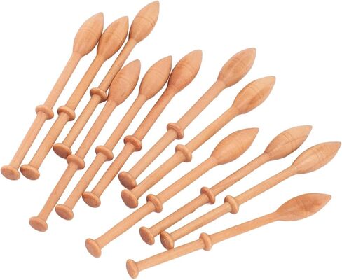 ZIZEV 12 Pcs Wooden Lace Bobbin Lacework Lumber Scarves Hardwood Timber Mallet Sweaters for Knitting Bobbins, Lace Bobbin Hardwood Practical DIY Beech Lace Bobbin Sewing Lace Robbin Weaving Tools in Saudi Arabia