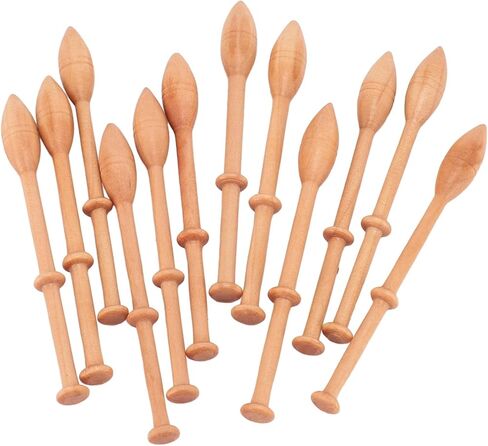 ZIZEV 12 Pcs Wooden Lace Bobbin Lacework Lumber Scarves Hardwood Timber Mallet Sweaters for Knitting Bobbins, Lace Bobbin Hardwood Practical DIY Beech Lace Bobbin Sewing Lace Robbin Weaving Tools in Saudi Arabia