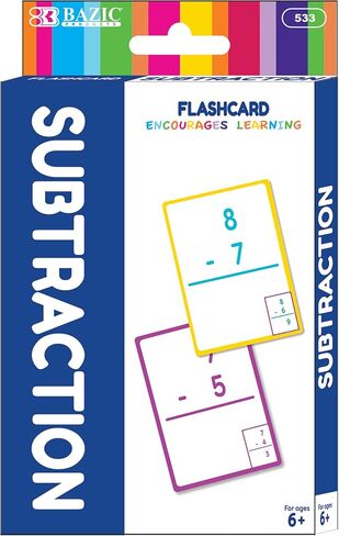 BAZIC Products Subtraction Flash Cards, Numbers Math Flashcards at School Home, Problem Solving (36/Pack), 24-Packs in Saudi Arabia