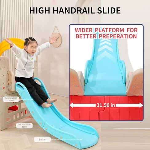 ملعب داخلي UNICOO® 10 في 1، مجموعة لعب Jungle Gym مع منزلق، جدار تسلق، سلم، أرجوحة، كرة سلة، حلقات تعليق | ألعاب خارجية للأطفال الصغار 1-3 | ألعاب التسلق للأطفال الصغار في الأماكن المغلقة (ألوان متعددة) in Saudi Arabia