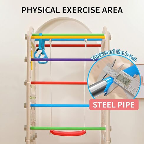 ملعب داخلي UNICOO® 10 في 1، مجموعة لعب Jungle Gym مع منزلق، جدار تسلق، سلم، أرجوحة، كرة سلة، حلقات تعليق | ألعاب خارجية للأطفال الصغار 1-3 | ألعاب التسلق للأطفال الصغار في الأماكن المغلقة (ألوان متعددة) in Saudi Arabia