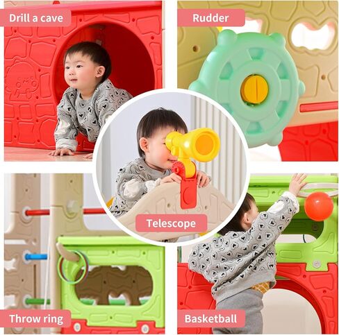 ملعب داخلي UNICOO® 10 في 1، مجموعة لعب Jungle Gym مع منزلق، جدار تسلق، سلم، أرجوحة، كرة سلة، حلقات تعليق | ألعاب خارجية للأطفال الصغار 1-3 | ألعاب التسلق للأطفال الصغار في الأماكن المغلقة (ألوان متعددة) in Saudi Arabia