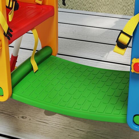 Qaba Kids Indoor Swing with Double Seats, Toddler Swing Set with Safety Belts and Metal Stand for Aged 3-5, Play Room, Living Room, Bedroom, Mixed-Color in Saudi Arabia