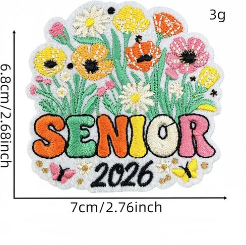 فئة كبار من 2026 الحديد على بقع مع زهرة المدرسة الثانوية كلية خريج طالب التصحيح المطرزة للملابس الجينز حقائب الظهر القبعات (اللون أ) in Kuwait