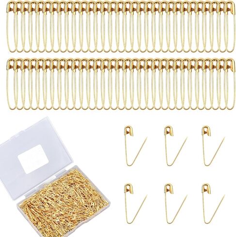 500 قطعة دبابيس أمان متنوعة، 0.91 بوصة دبابيس أمان صغيرة للملابس سلك فولاذي مطلي بالنيكل دبوس دهن شديد التحمل لخياطة اللحف والحرف اليدوية وتثبيت الملابس (ذهبي) in Kuwait