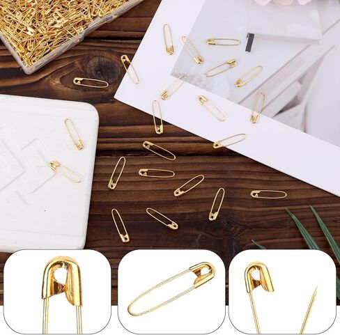 500 قطعة دبابيس أمان متنوعة، 0.91 بوصة دبابيس أمان صغيرة للملابس سلك فولاذي مطلي بالنيكل دبوس دهن شديد التحمل لخياطة اللحف والحرف اليدوية وتثبيت الملابس (ذهبي) in Kuwait